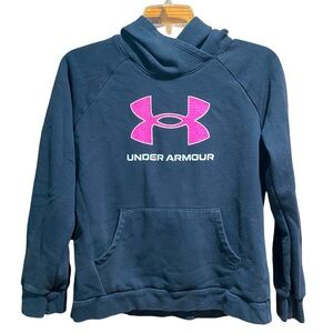 Under Armour Youth Girls Size Large Black Hoodie Loose Fit Kangaroo Pocket